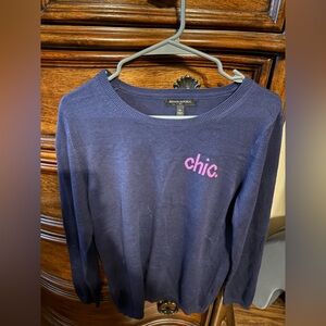 Banana Republic Navy Sweater with Pink Embroidery